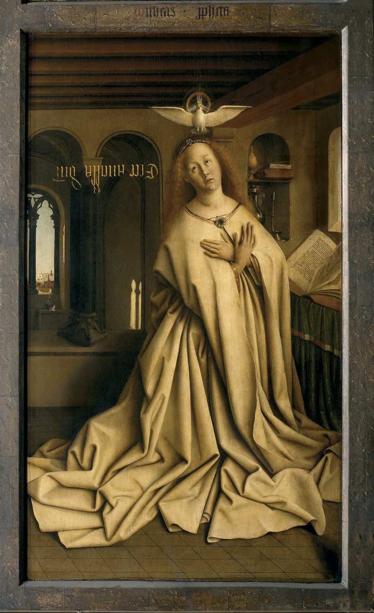 The Angel Gabriel passes the Message to Maria (detail) by Hubert & Jan van (1390-1441) Eyck