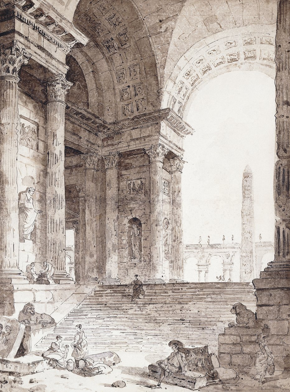 A Classical Roman Arcade, with Figures in the Foreground, 1759 by Hubert Robert