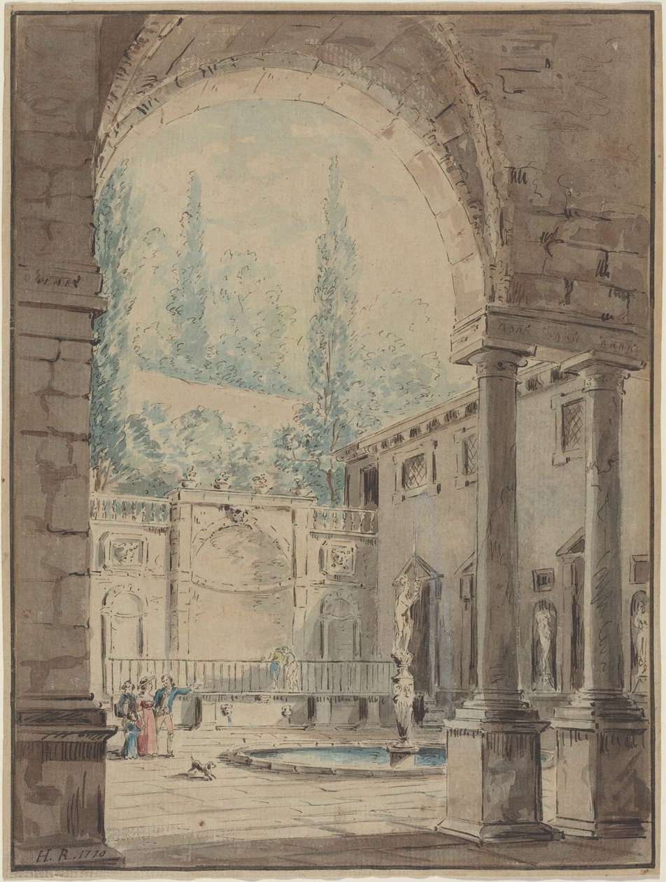 Courtyard of the Villa Pliniana by Hubert Robert