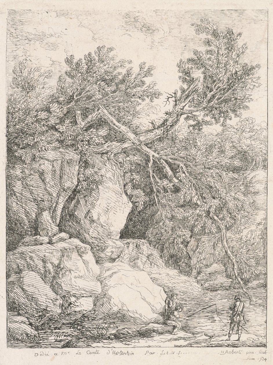 Landscape with a Fallen Tree by Hubert Robert