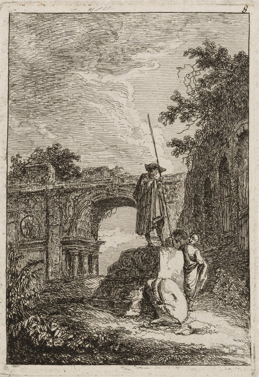 Plate Eight from Evenings in Rome, 1763-64 by Hubert Robert
