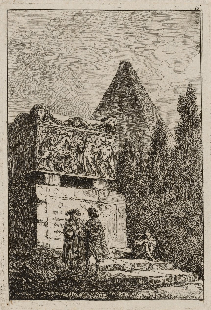 Plate Six from Evenings in Rome, 1763-64 by Hubert Robert