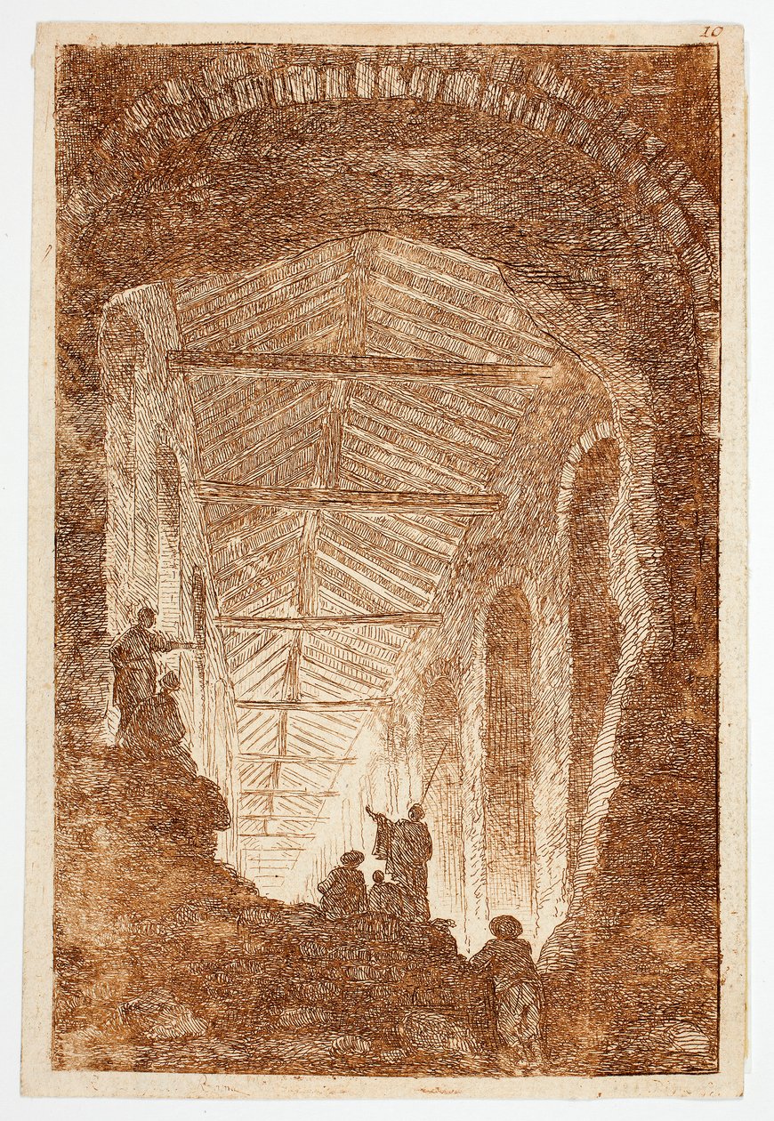 The Antique Gallery, plate ten from Les Soirées de Rome by Hubert Robert
