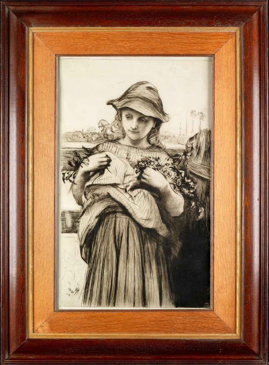A Girl with Flowers by Hubert von Herkomer