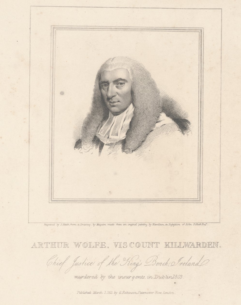 Arthur Wolfe, Viscount Killwarden, engraved by G. Robinson by Hugh Douglas Hamilton