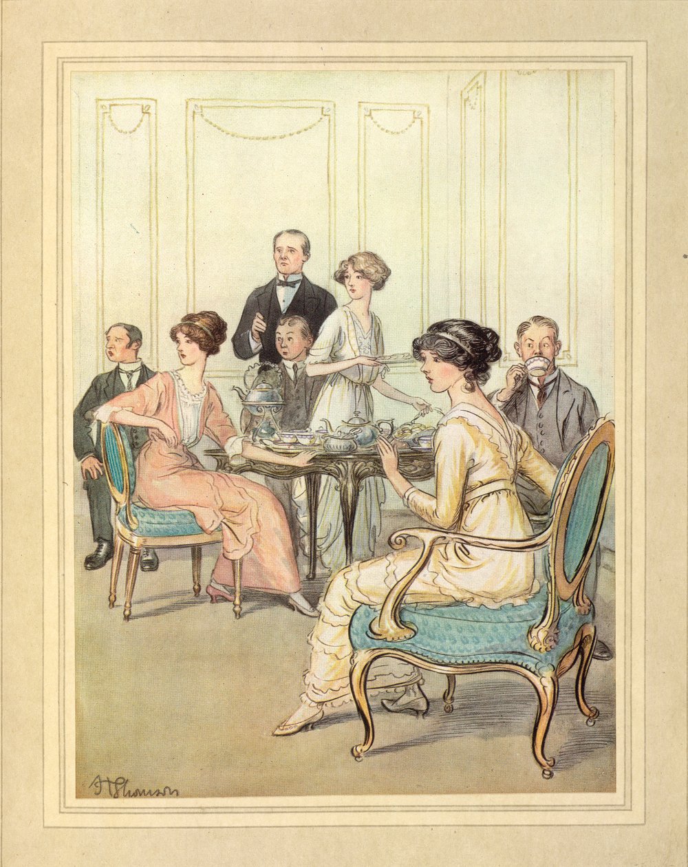 Having tea, from 