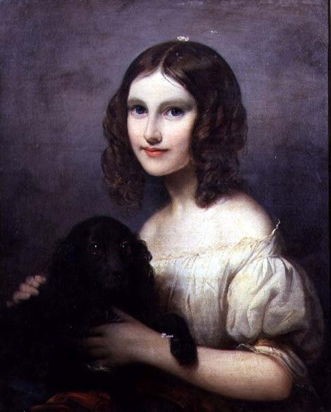 Portrait of a Young Girl with Her Pet Dog by Hugues Merle