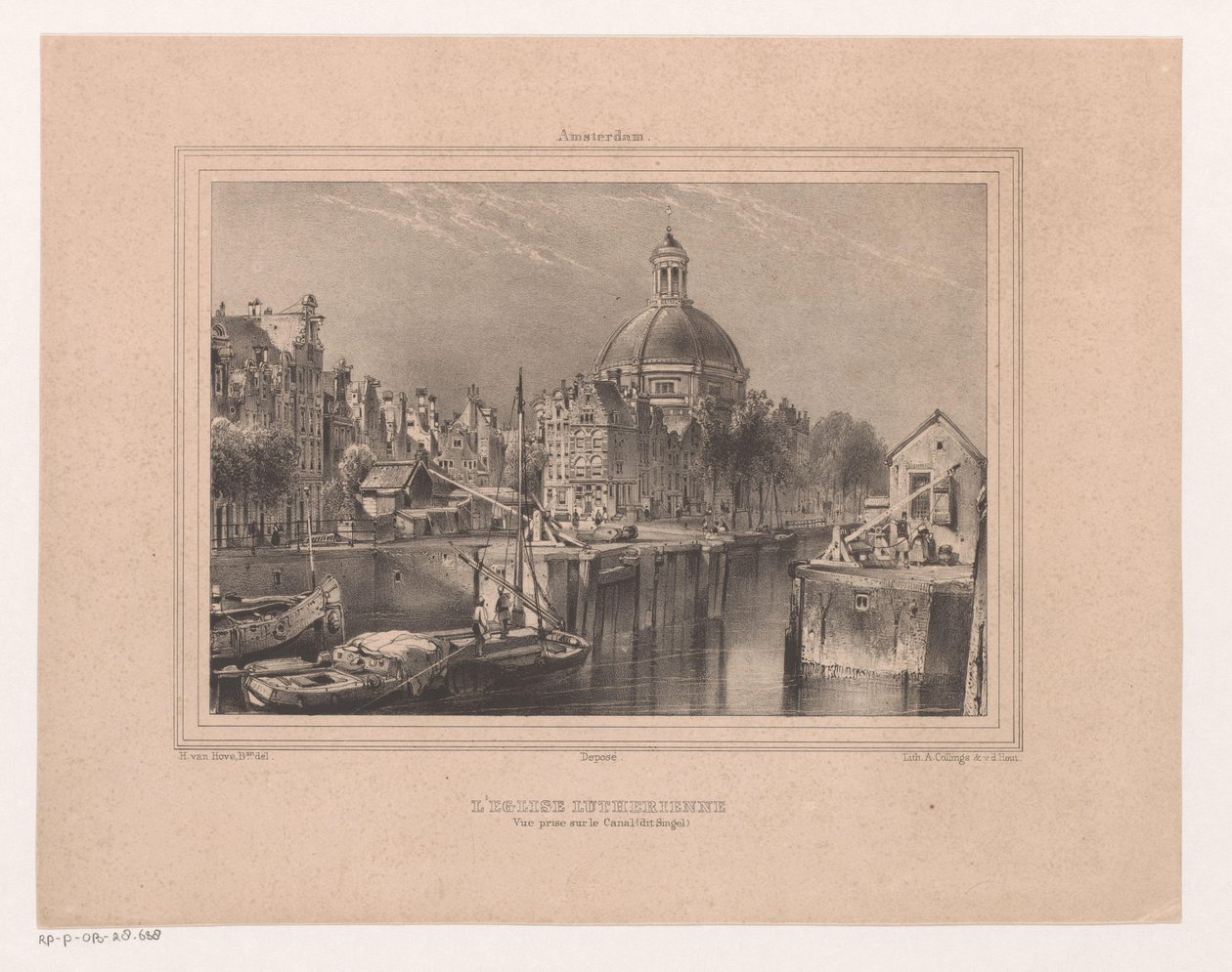 View of the Stromarkt, the Singel, and the Lutheran Church by Huib van Hove Bz