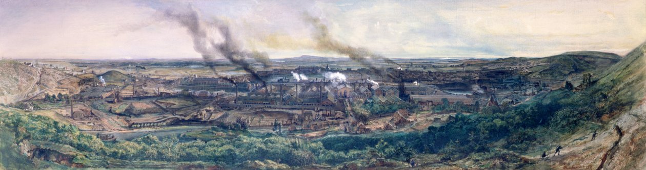 Factories at Le Creusot in 1848, 1855 by Ignace Francois Bonhomme