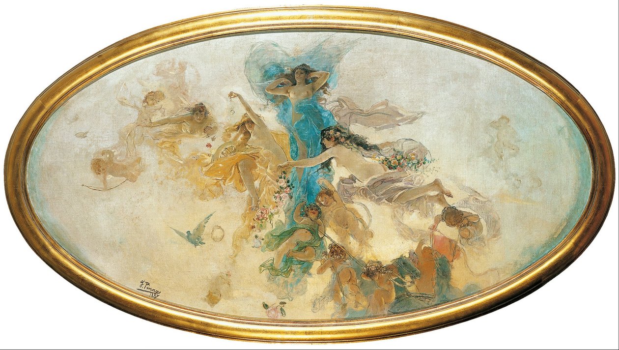 Nymphs and Cupids (sketch) by Ignacio Pinazo Camarlench