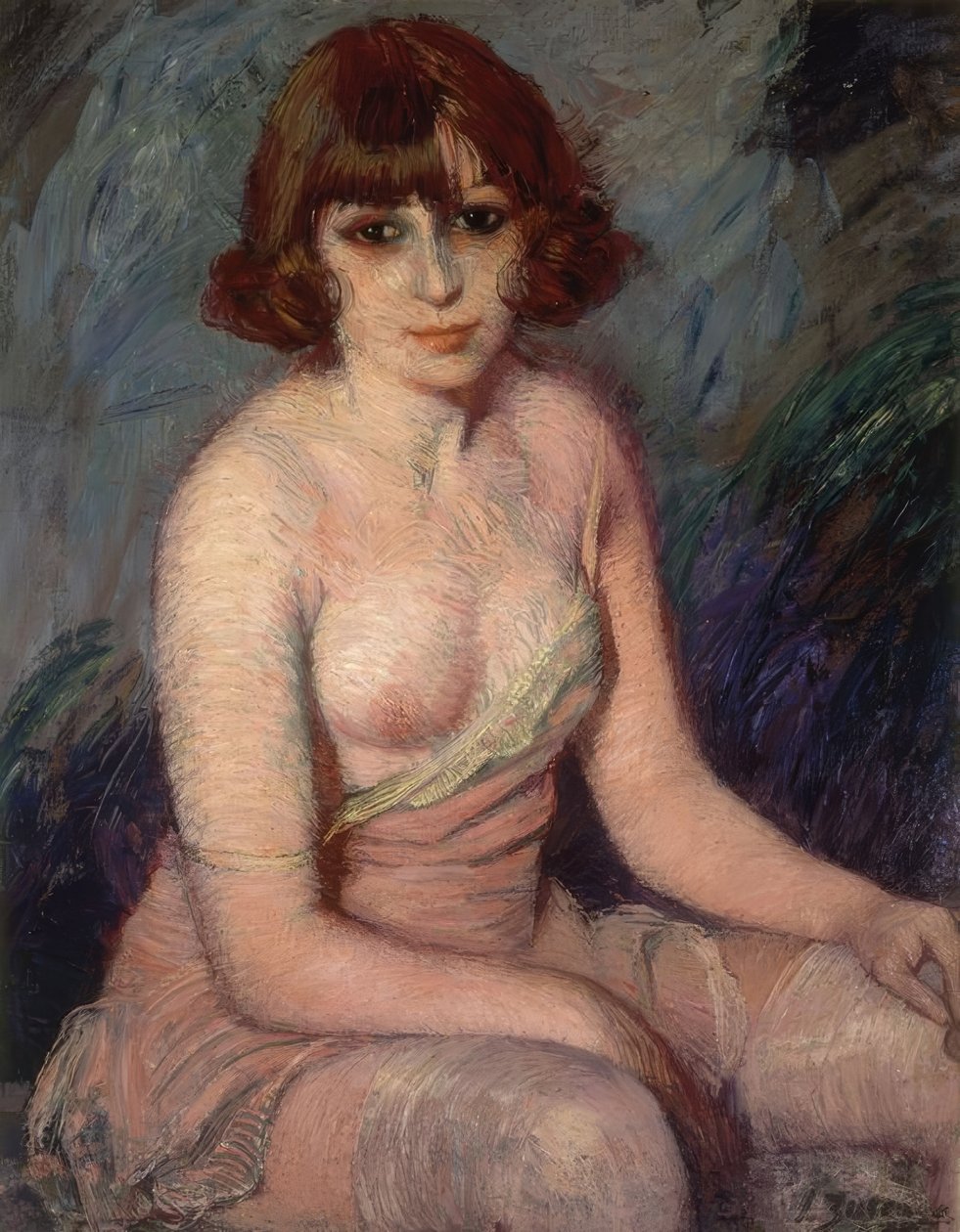 Woman in Underwear with One Breast Exposed – 20th Century by Ignacio Zuloaga y Zabaleta
