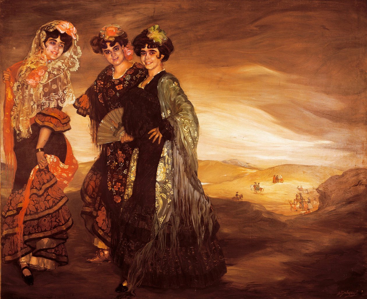 The three cousins (with the traditional Spanish costumes of dancers) c.1903