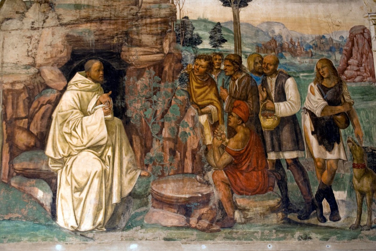 Life of St Benedict, Scene 7: Benedict Instructs the Peasants by Il Sodoma