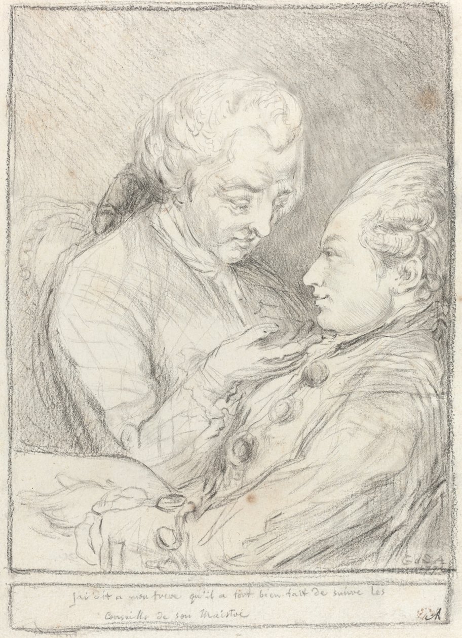 Portrait of the Artist with His Younger Brother, Augustin Saint-Aubin by Imitator of Gabriel Jacques de Saint Aubin