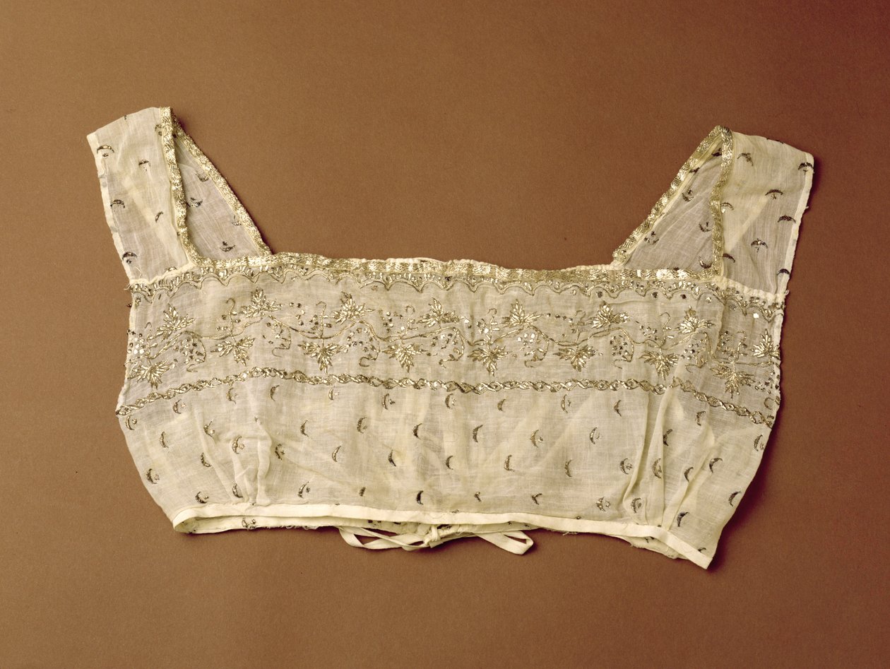 Bodice, embroidered with flattened silver wire, c.1805-10 by Indian School