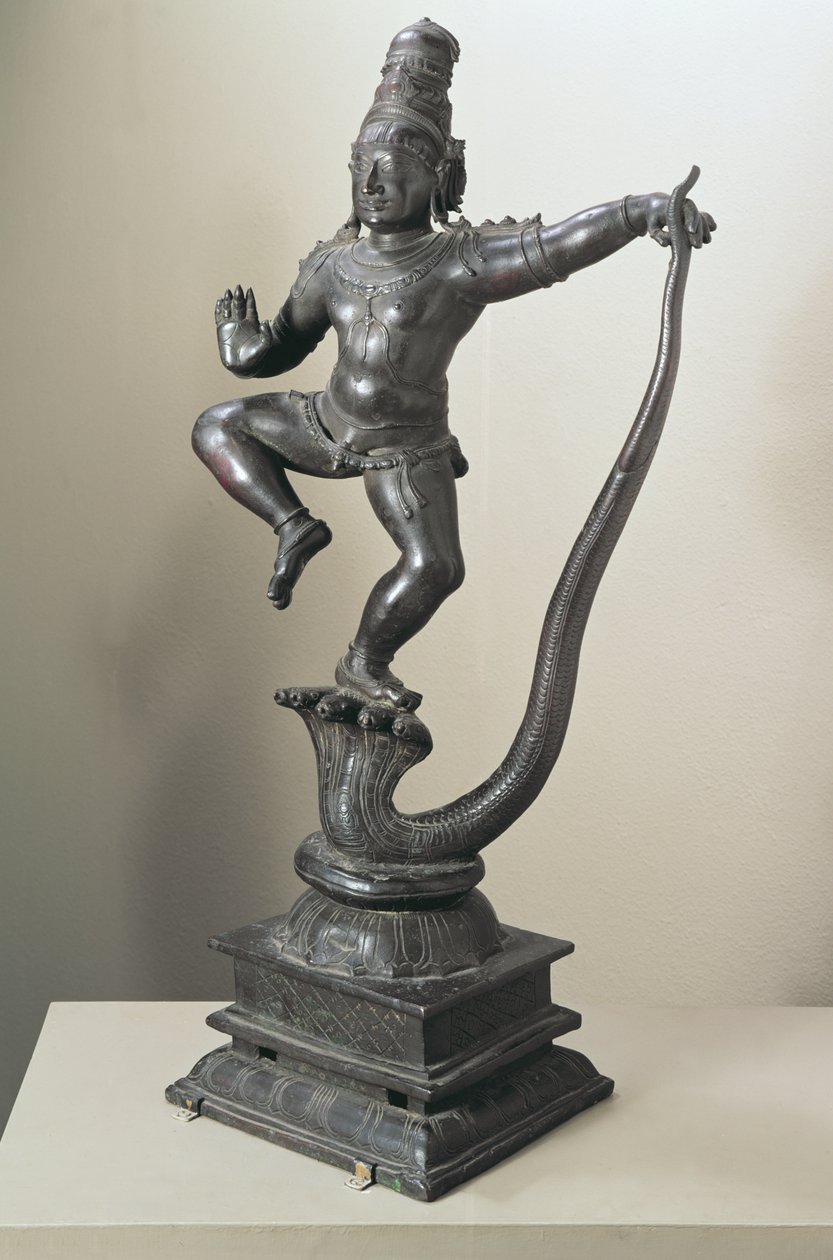 Krishna as a boy subduing the snake Kalilya, Madras, 16th-17th century by Indian School