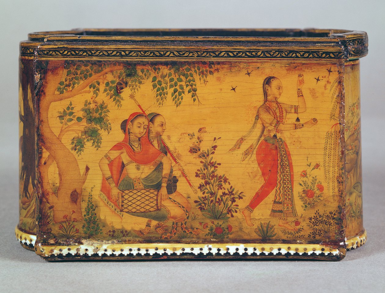 Painted and lacquered box with ivory fringe, Deccani, c.1660 by Indian School