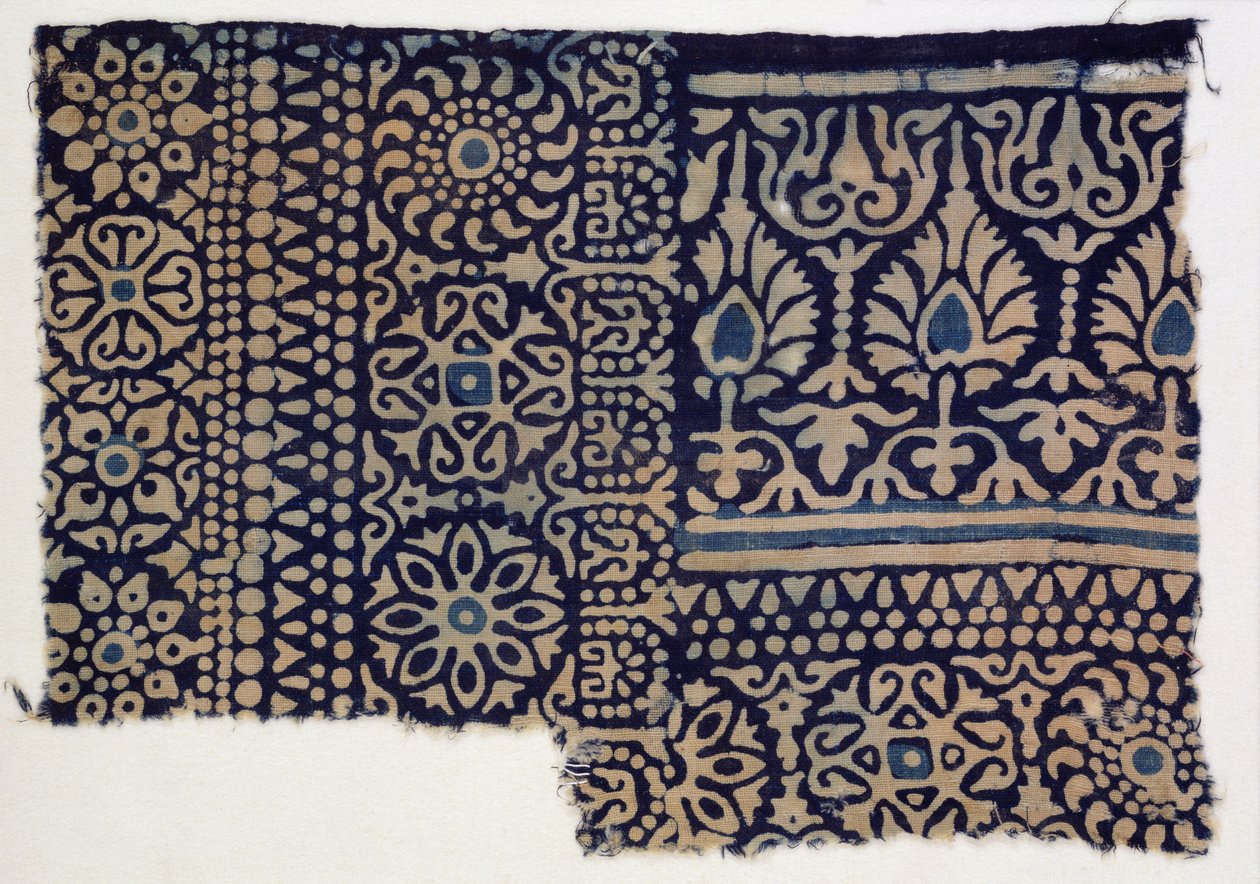 Block-printed textile fragment, Indian by Indian School