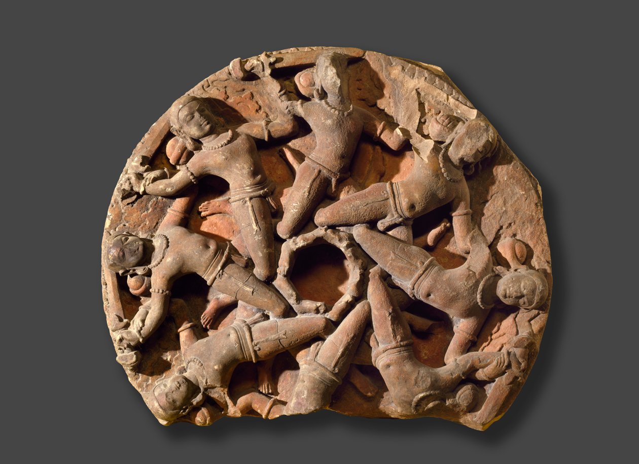 Ceiling roundel with eight inter-linked armed warriors, South Rajasthan by Indian School