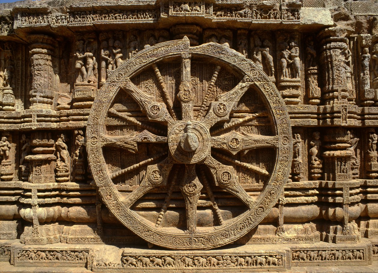 Detail of the wheel of the chariot of Surya by Indian School