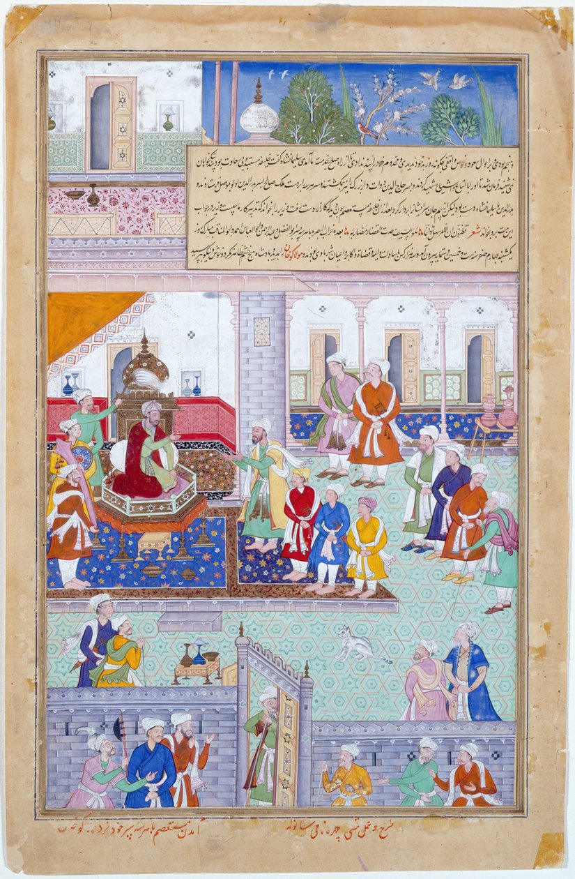 Emperor Babur Holding Court, Mughal period, Reign of Akbar by Indian School
