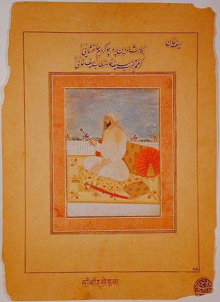 Miniature of Saif Khan, Governor of Agra, Indian, c.1670-80 by Indian School
