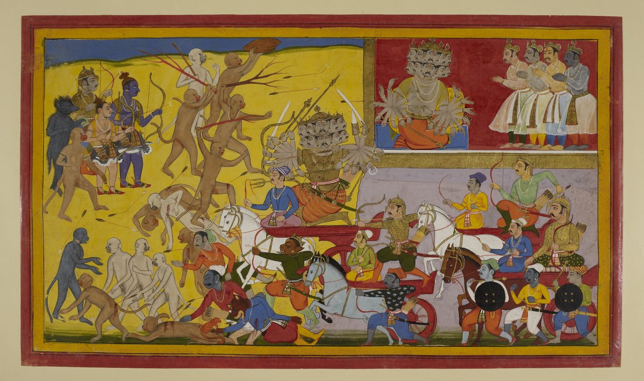 Ravana leads his forces as Sugriva advances; Rama and allies hold in reserve by Indian School
