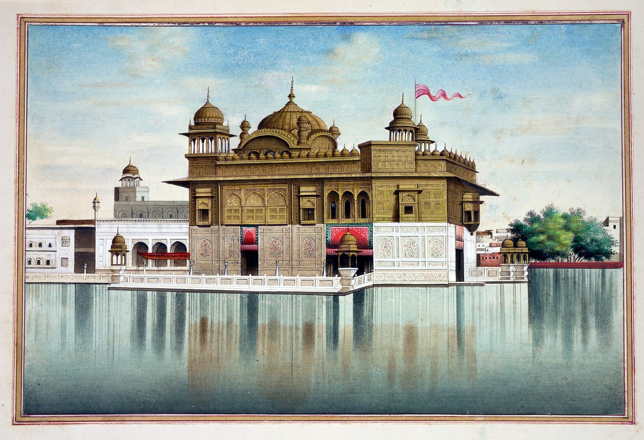 The Golden Temple at Amritsar, from The Kingdom of the Punjab, Its Rulers and Chiefs, Volume I, a Volume of 27 Watercolour Studies by an Unidentified Indian Artist (c.1840) by Indian School