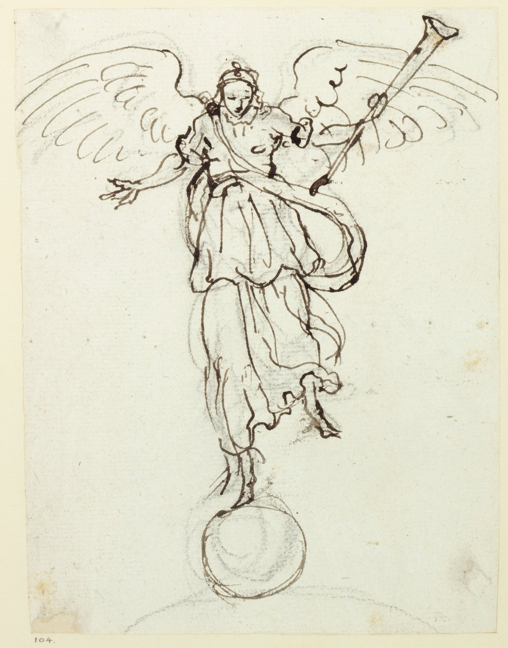 Fame, preliminary sketch, c.1631 by Inigo Jones