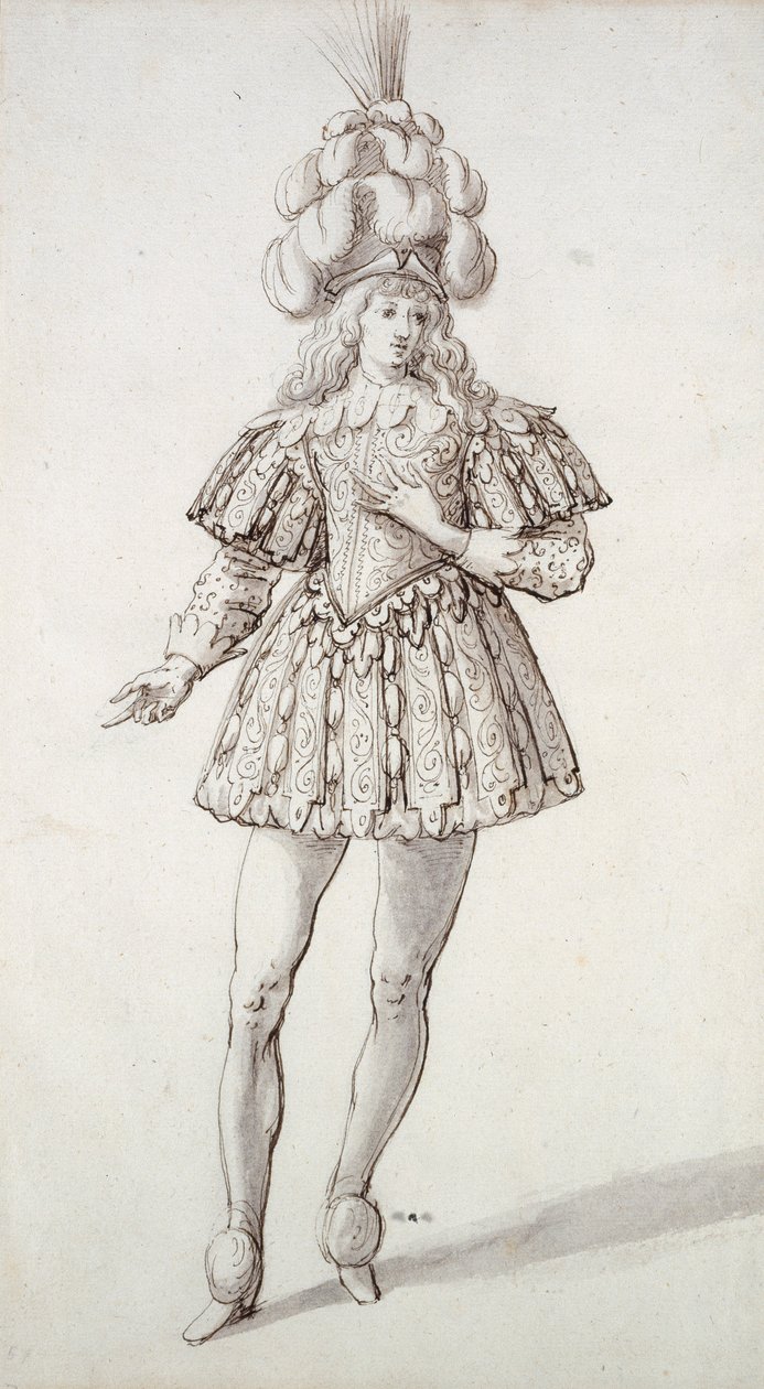 Masquer with feathers and plume by Inigo Jones