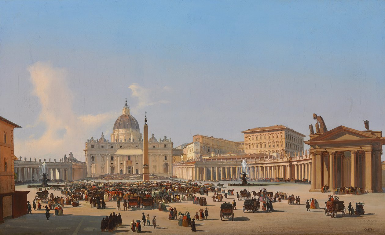 Piazza San Pietro, Rome by Ippolito Caffi