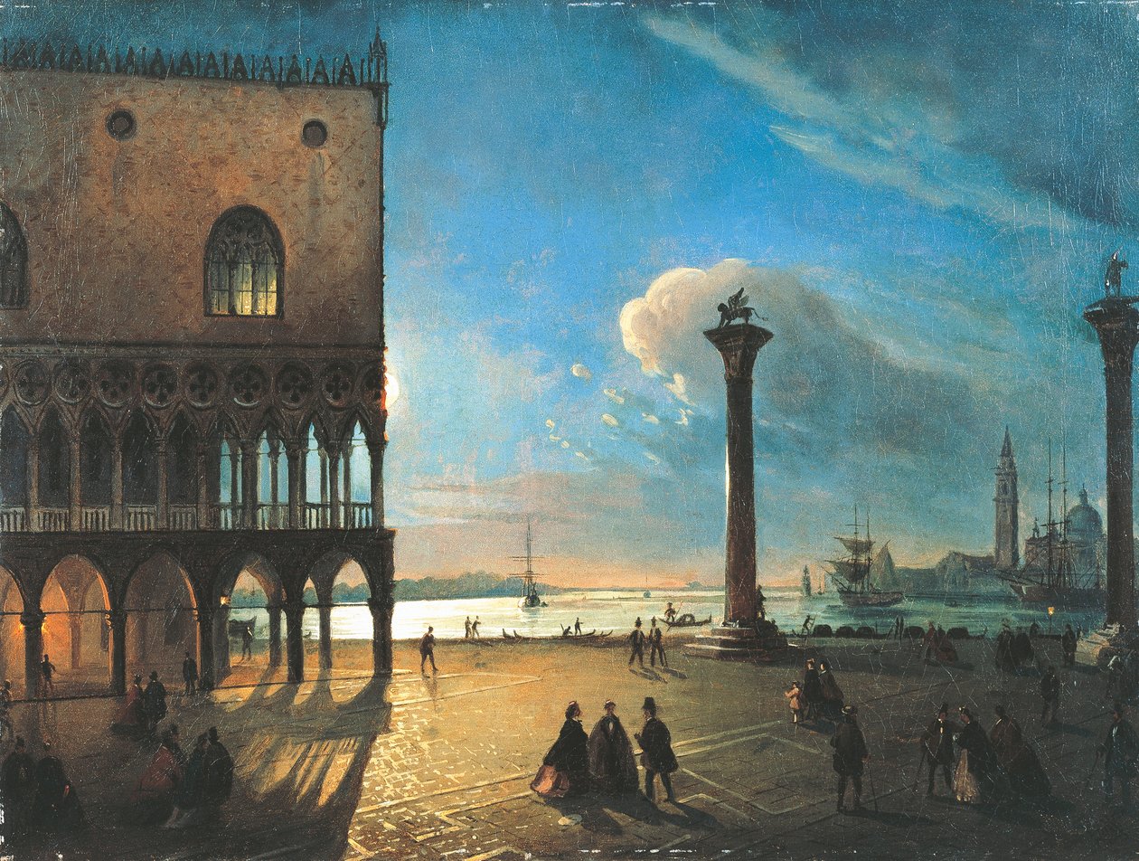 Piazzetta San Marco in Moonlight, Venice by Ippolito Caffi