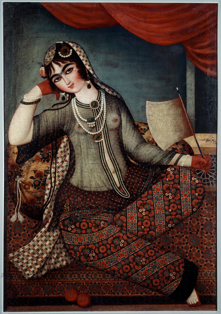 Girl at the Fan (Iranian Art) by Iranian School
