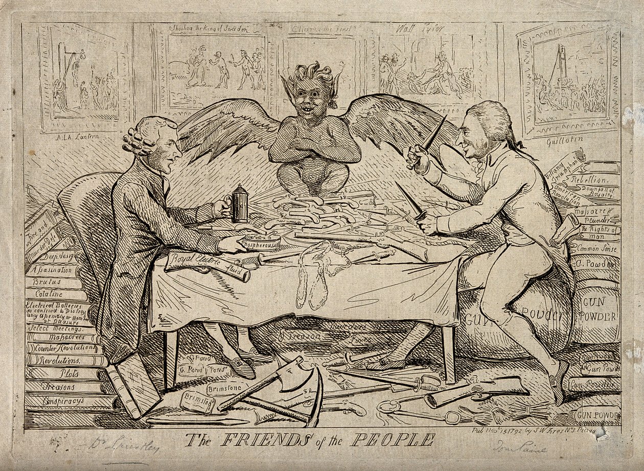 The republican solidarity of Joseph Priestley and Thomas Paine, 1792 by Isaac Cruikshank