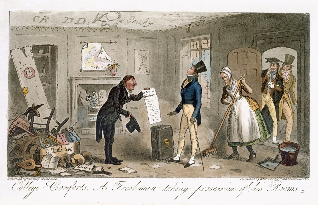 College Comforts, A Freshman Taking Possession of His Rooms, from 