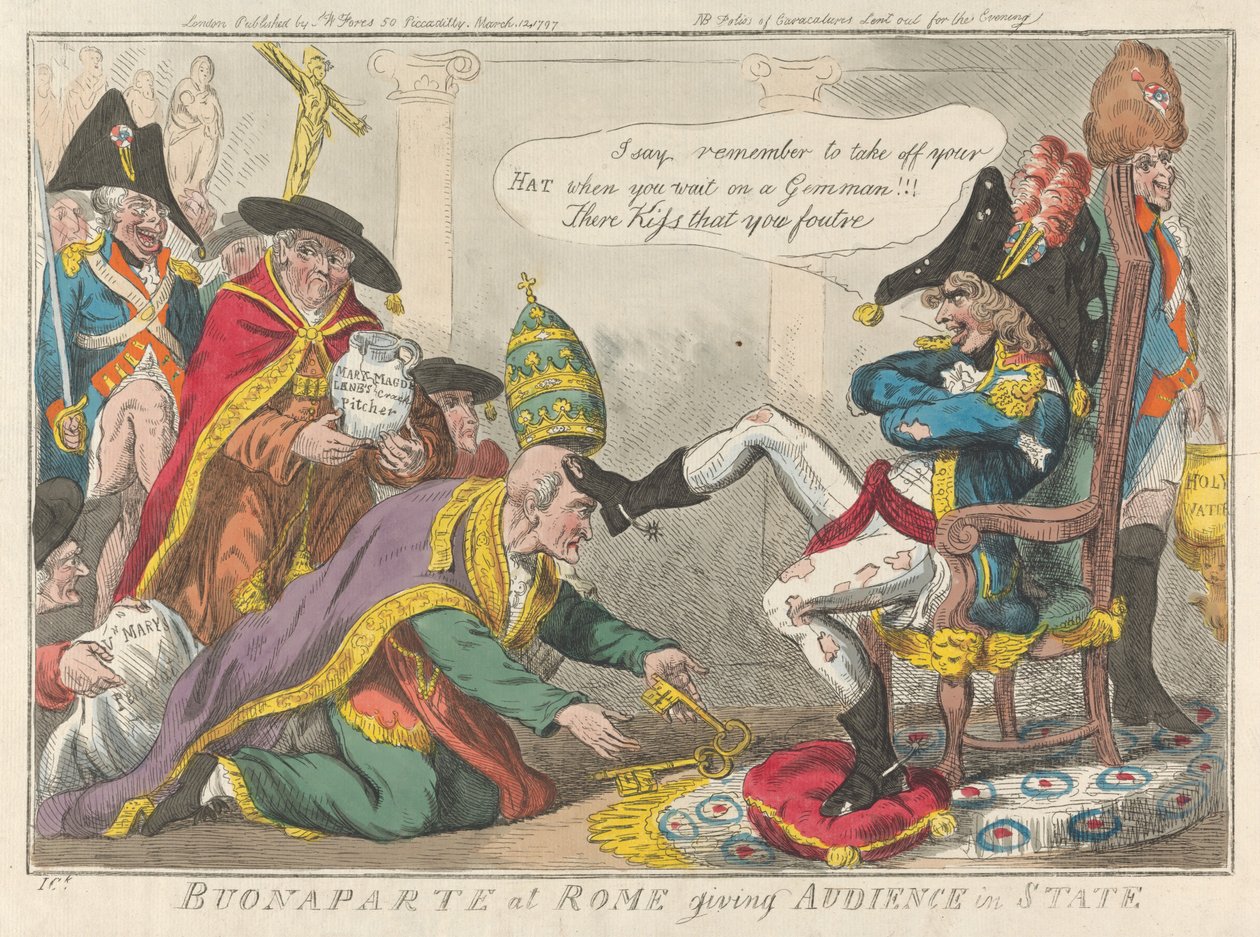 Bonaparte at Rome Giving Audience in State by Isaac Cruikshank