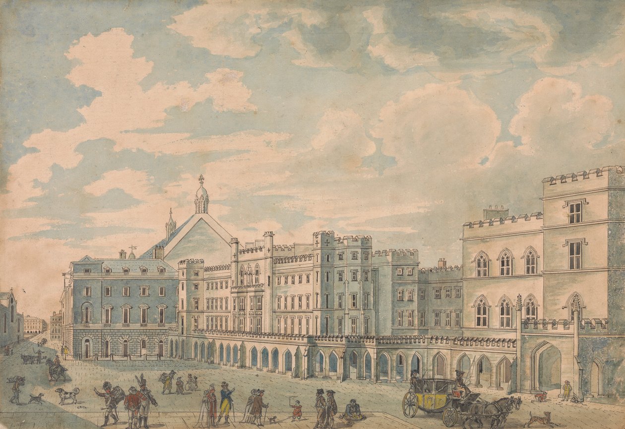 View of the Houses of Lords and Commons from Old Palace Yard by Isaac Cruikshank