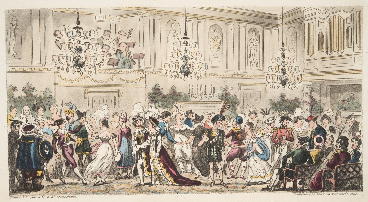 The Fancy Ball at the Upper Rooms, Bath, from The English Spy by Isaac Robert Cruikshank