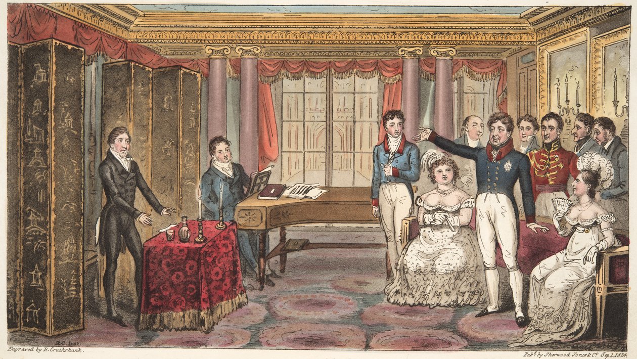 The King at Home, or Mathews at Carlton House, from The English Spy, by Charles Westmacott by Isaac Robert Cruikshank