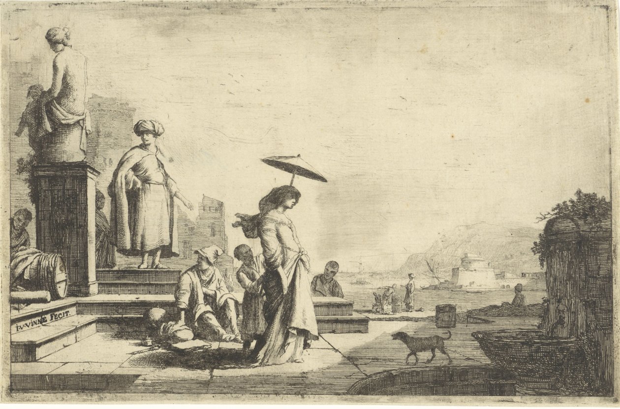 View of a Mediterranean Harbor by Isaac Vincentsz. van der Vinne
