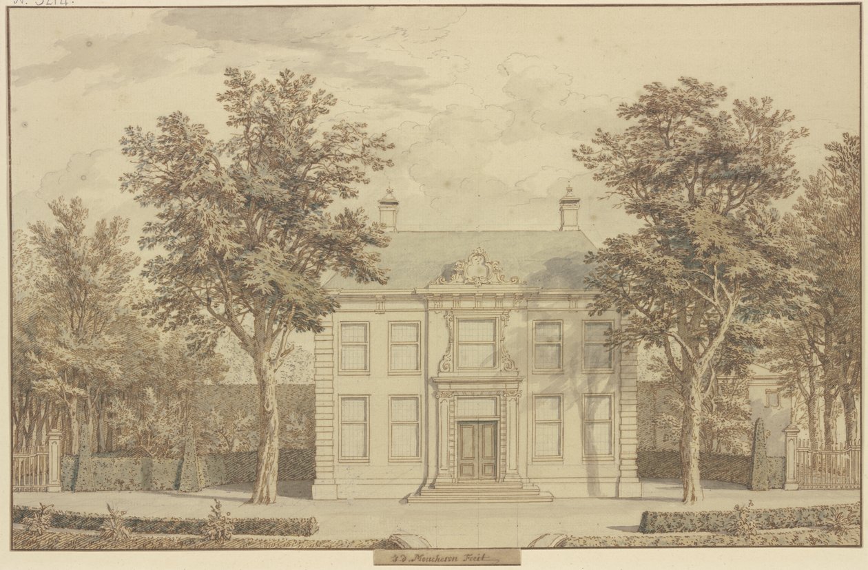 Garden with Yew Hedge and a House Between Two Trees by Isaac de Moucheron