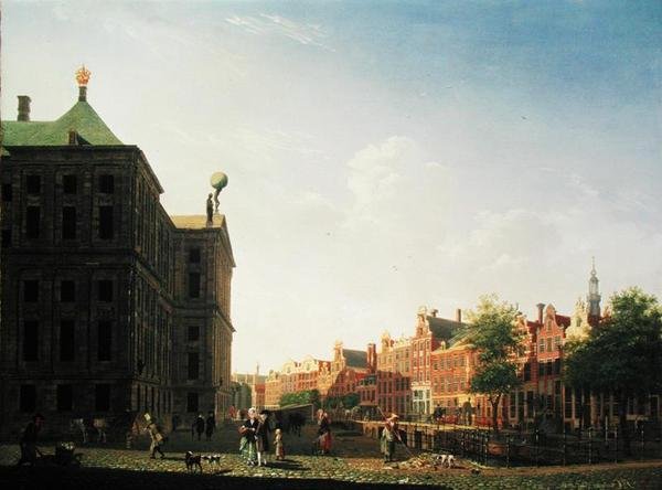 A View along the Nieuwezijds Voorburgwal in Amsterdam showing the back of the Royal Palace, 1782 by Isaac Ouwater