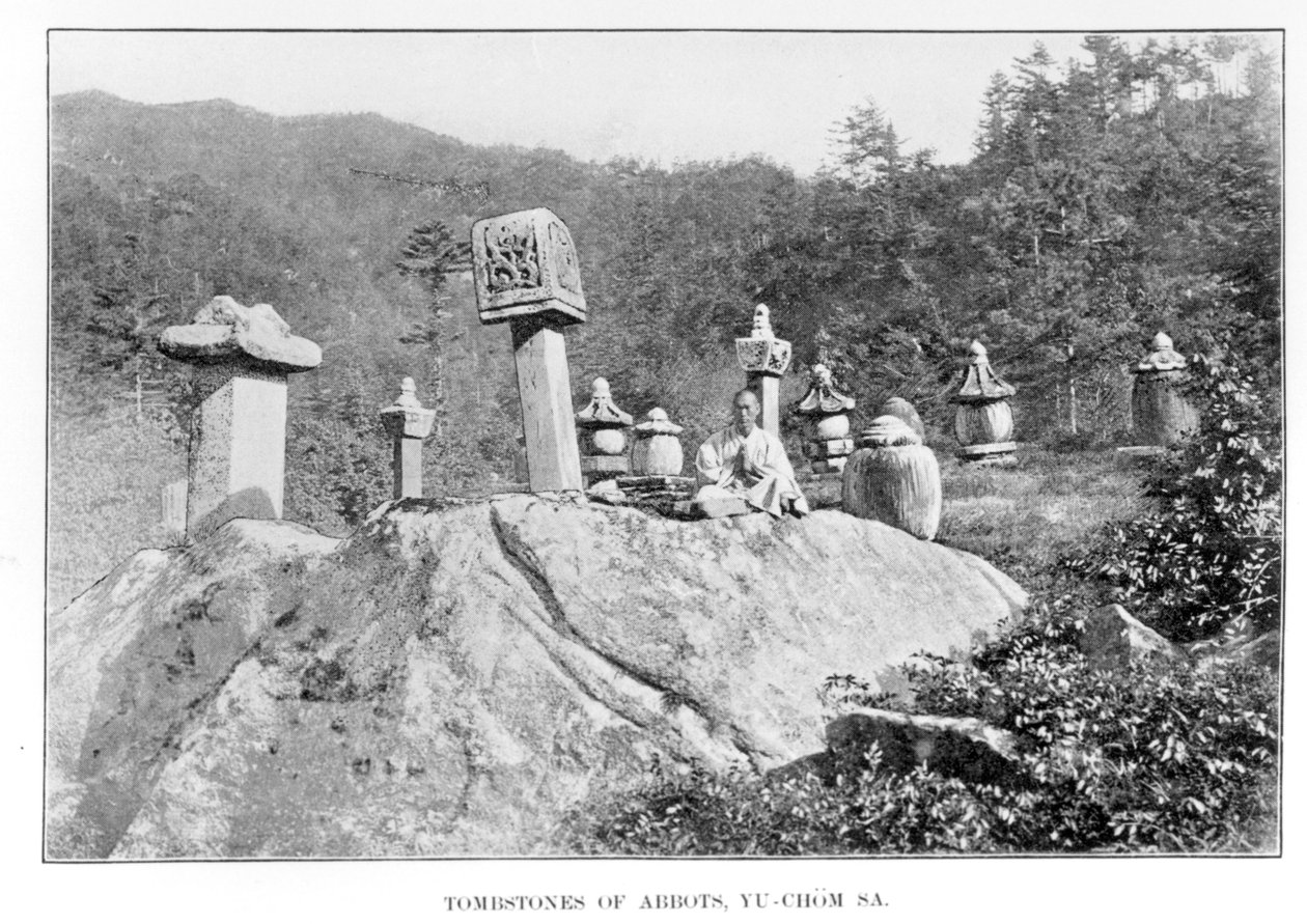 Cemetery of Yu-Chom-Sa Buddhist monastery, from Korea and her Neighbours by Isabella Bird, published 1898 by Isabella Bird