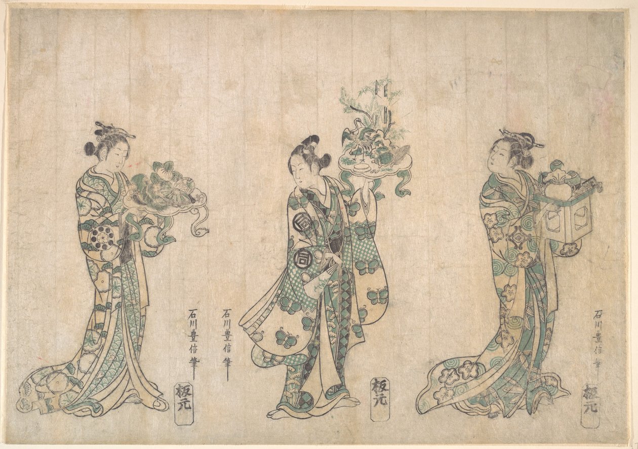 Three Actors by Ishikawa Toyonobu