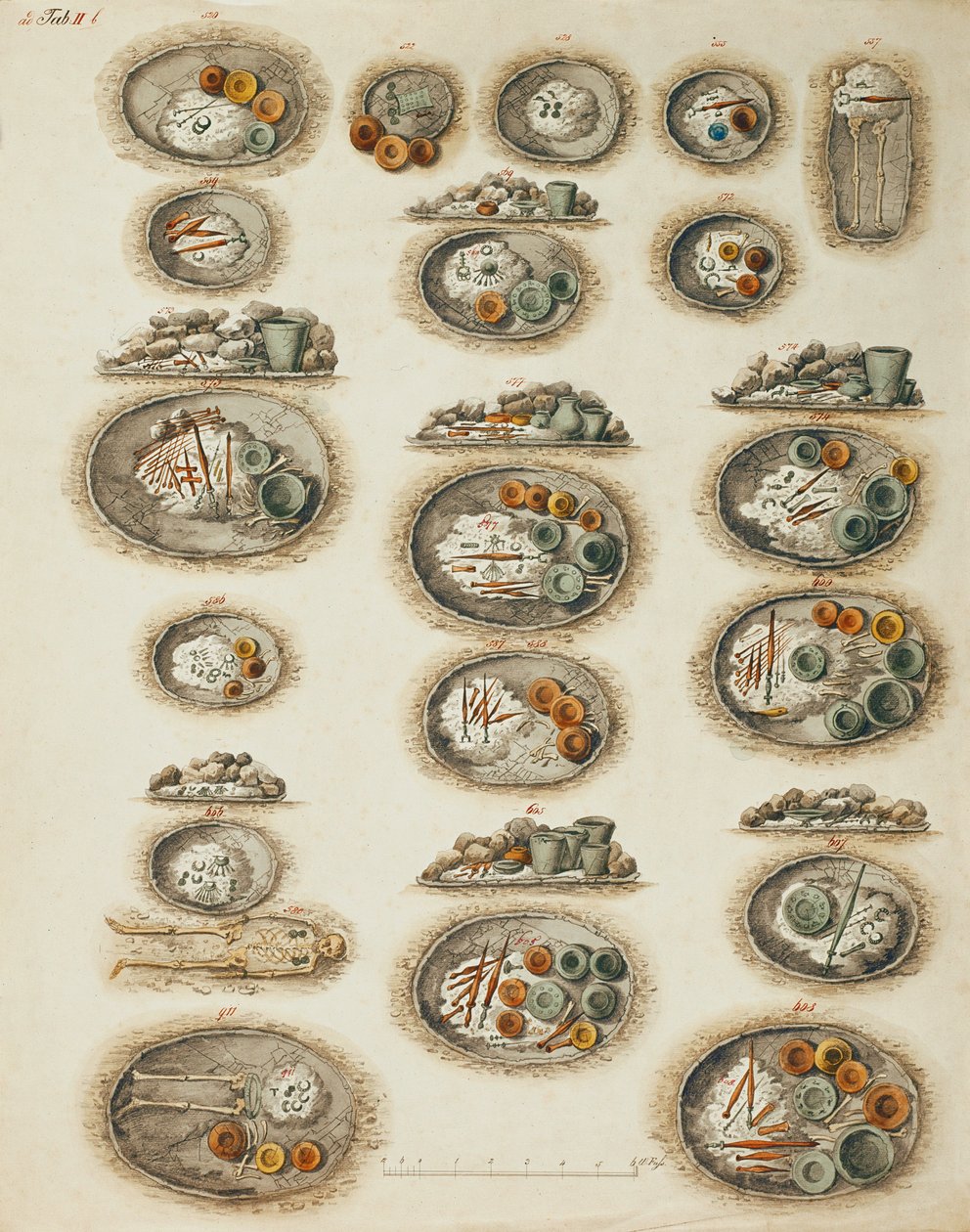 Clay Tubs Where Bodies and Offerings Were Placed at Burial by Isidor Engel