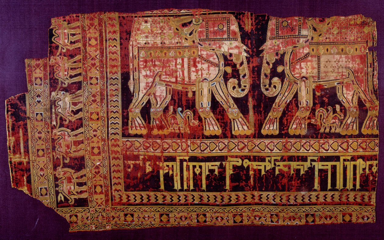 Islamic Art: Shroud of Saint Josse. Silk Fabric, 901 AD. From the Abbey of Saint Josse, Khorasan, Chorasan or Khurasan. Herat, Modern Afghanistan. Paris, Louvre Museum by Islamic School