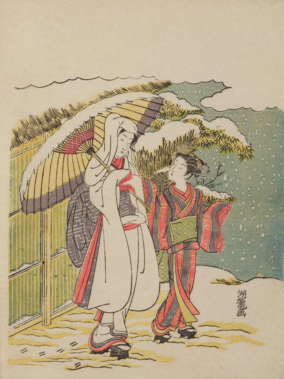 Girl in White Robe by Isoda Koryusai