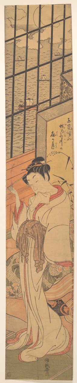 Moonrise on Edo Bay by Isoda Koryusai
