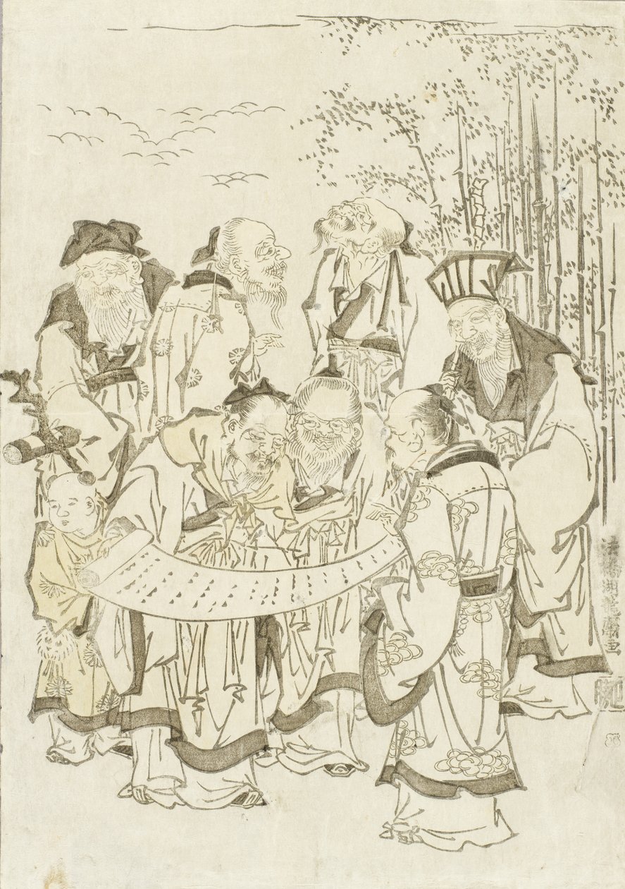 Seven Sages of the Bamboo Grove by Isoda Koryusai