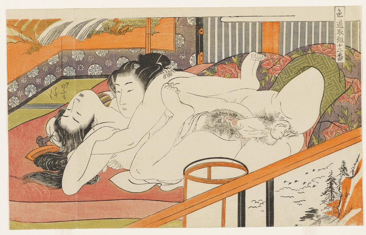 Young Lovers, No. 10 from Twelve Bouts in the Way of Love by Isoda Koryusai